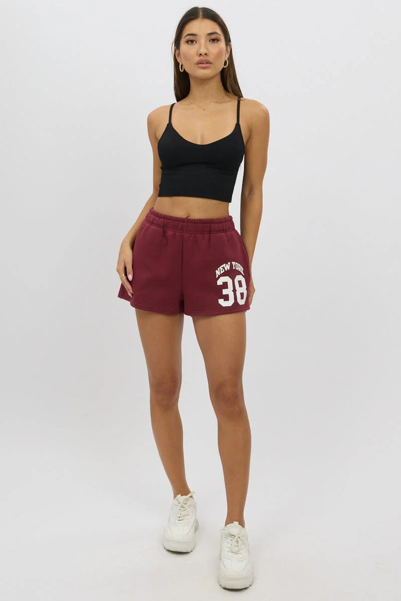 Black V Neck Cami Crop Top Seamless