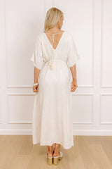 Island Oasis Linen-Blend Embroidered Midi Dress
