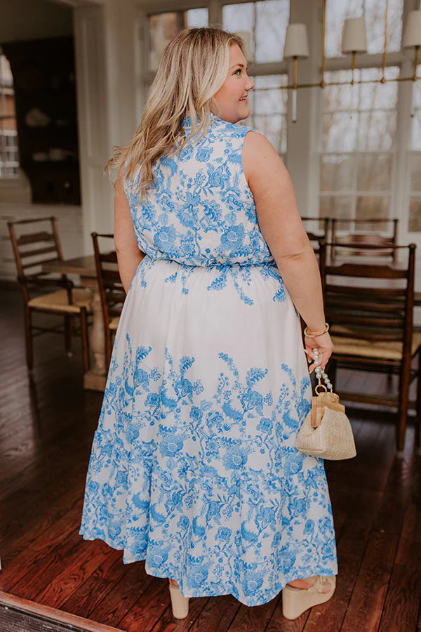 Tea Garden Stroll Floral Midi Dress Curves