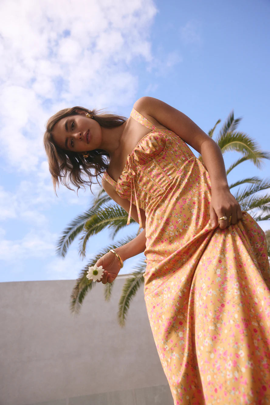 FORTUNATE ONE Florence Satin Maxi Dress Orange