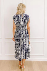 Hawaii Holiday Floral Midi Dress in Navy