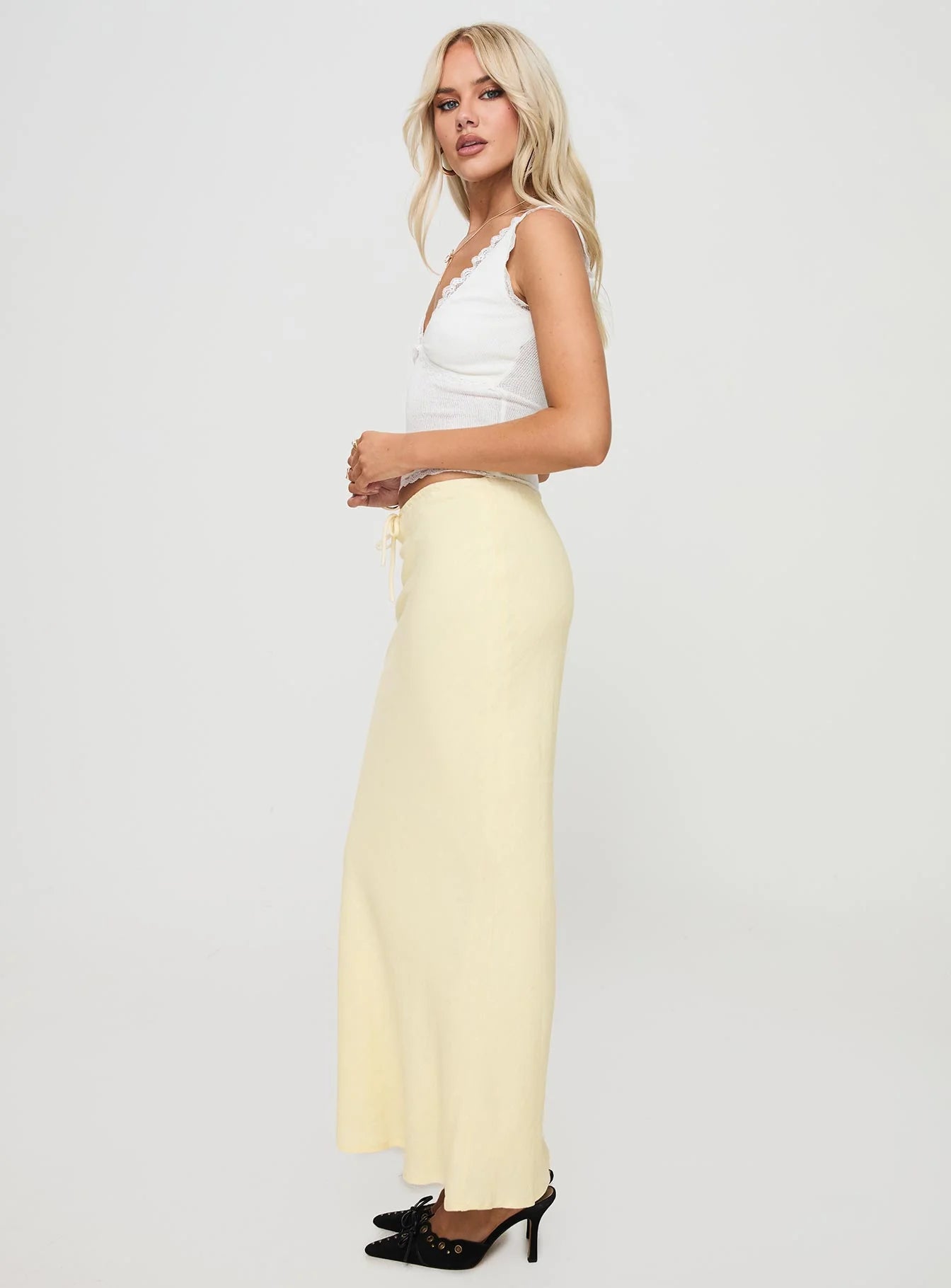 Mercer Linen Blend Maxi Skirt Lemon