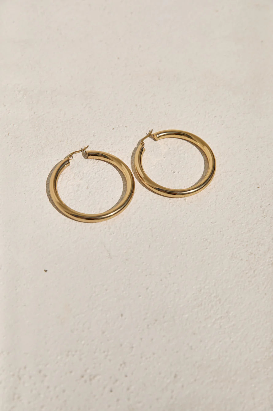 18K Gold Plated Sleekest Hoop Earrings Gold