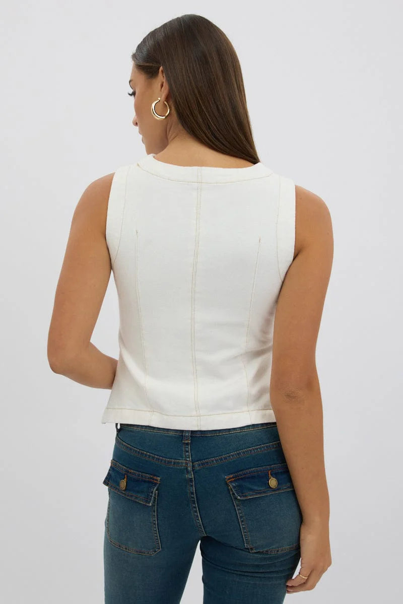 White High Neck Vest