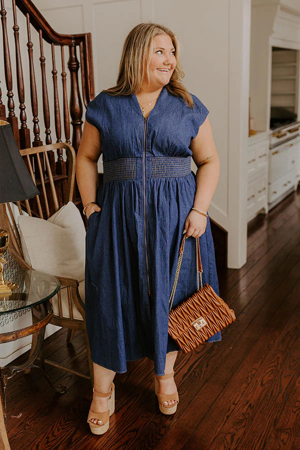 Picnic At The Park Denim Midi Dress Curves