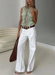 Serenitia Mid Rise Relaxed Jeans White Wash