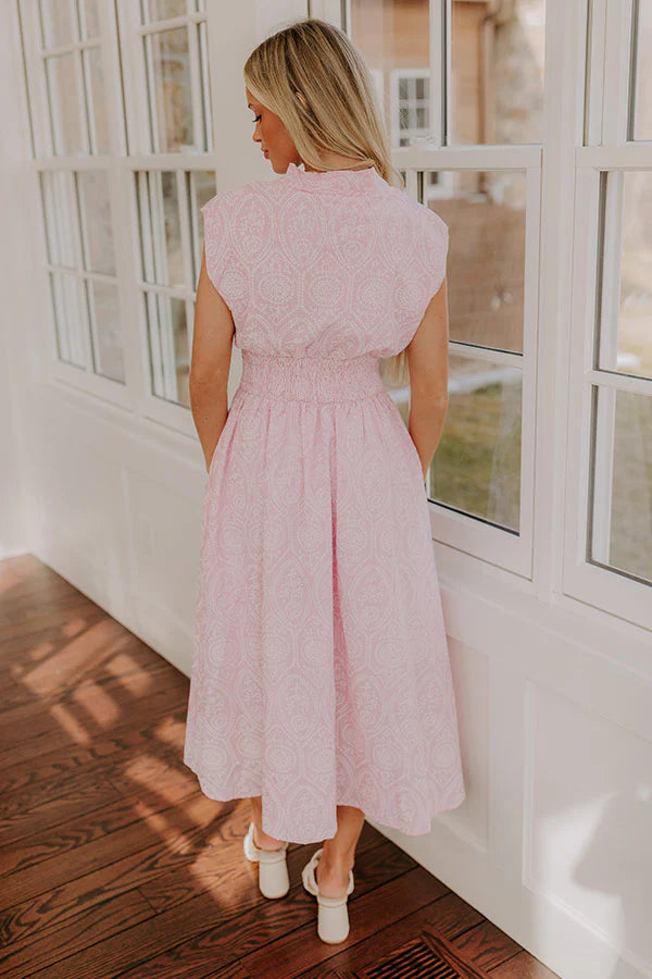 Garden Stroll Midi Dress in Pink