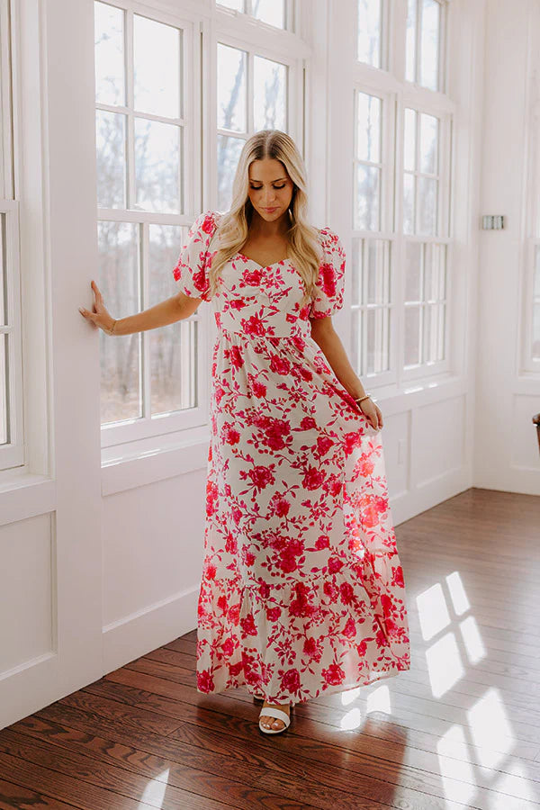 Sweet Surprise Floral Maxi Dress in Hot Pink
