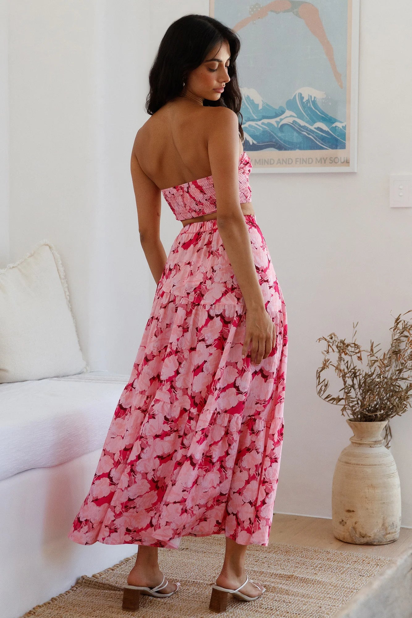 Horizon Waves Maxi Skirt Pink