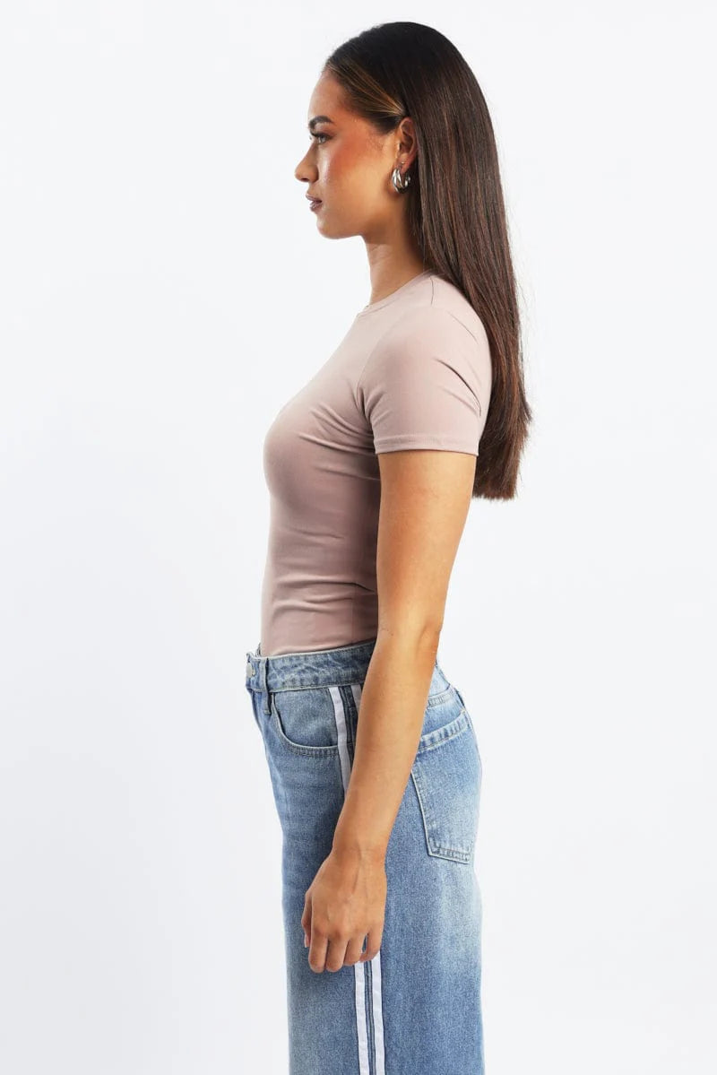 Pink T Shirt Short Sleeve Crew Neck Supersoft