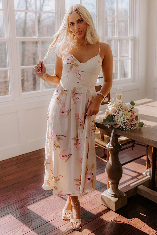 Serene Gardens Embroidered Midi Dress
