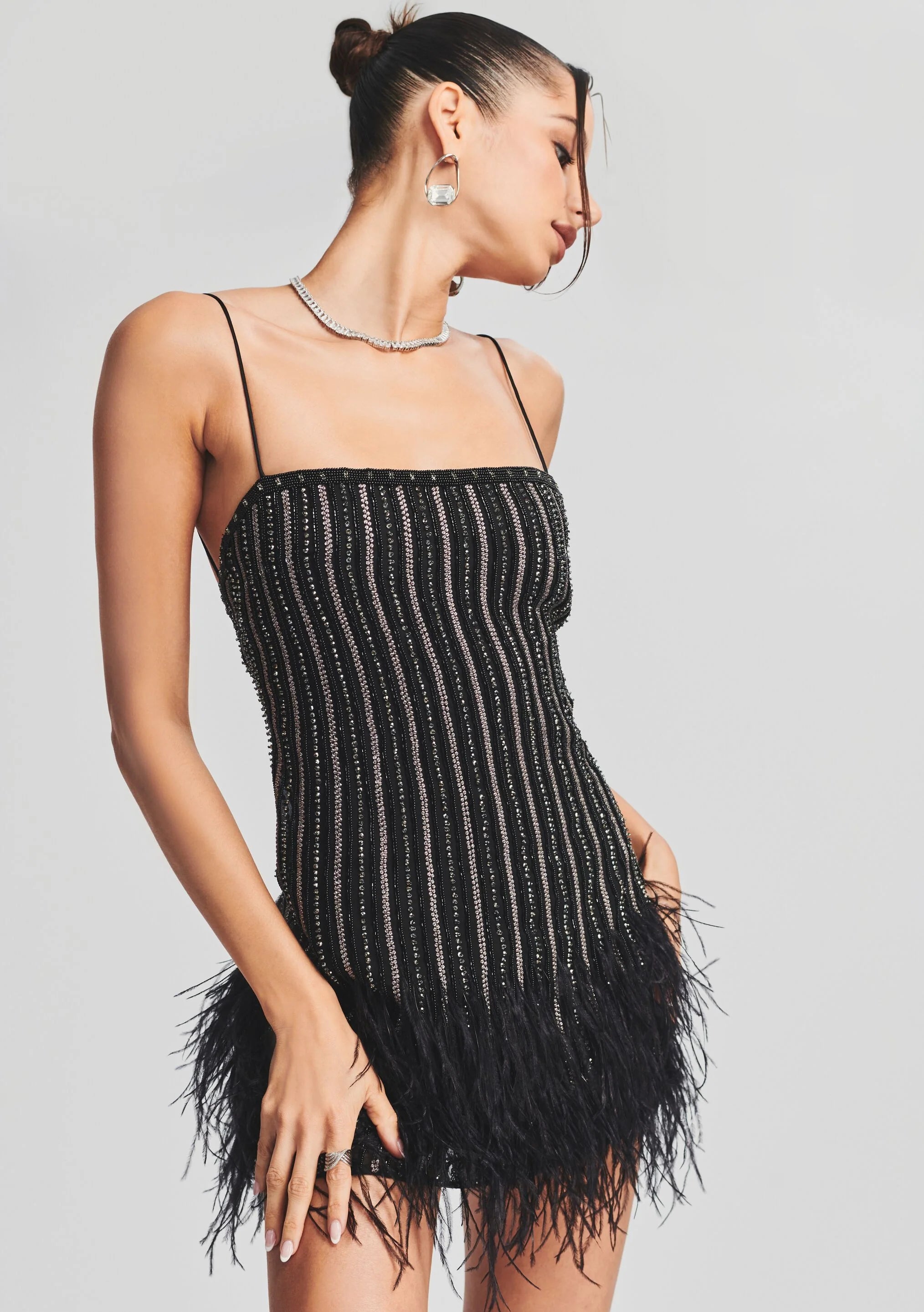 Rubina Sequin Feather Dress