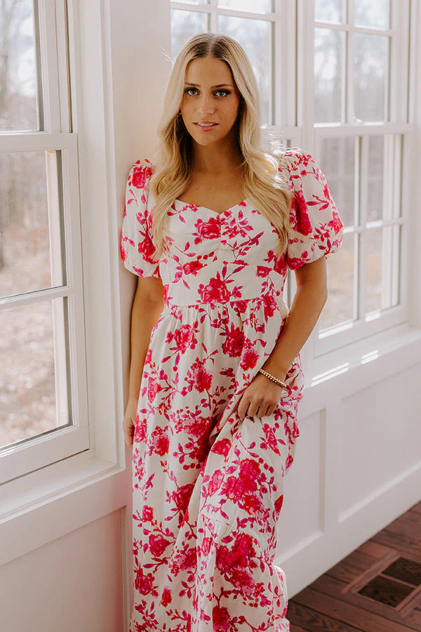Sweet Surprise Floral Maxi Dress in Hot Pink
