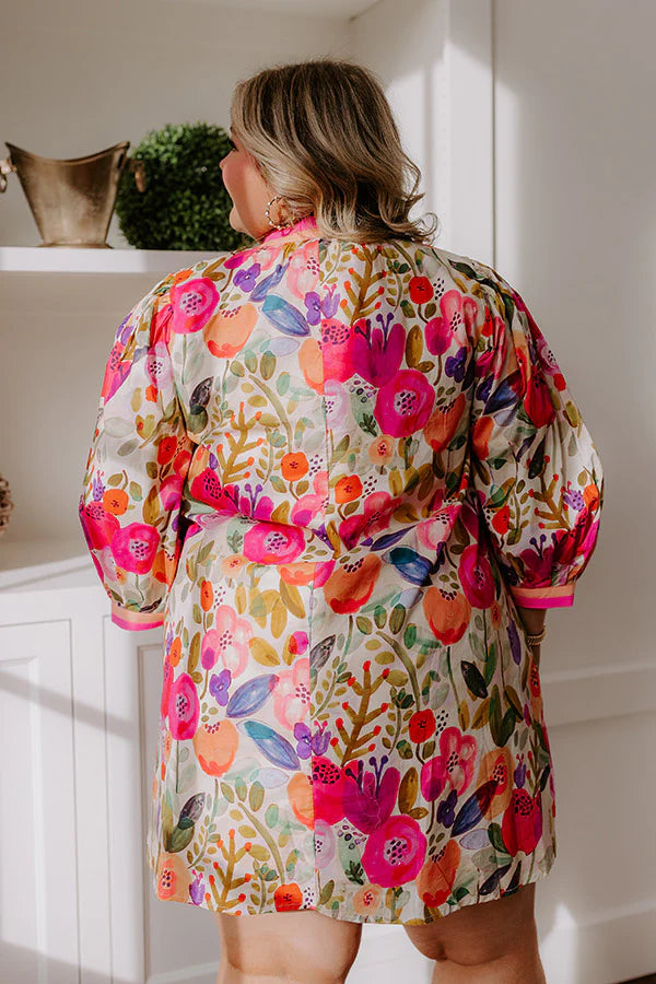 Life In Full Bloom Mini Dress in Pink Curves