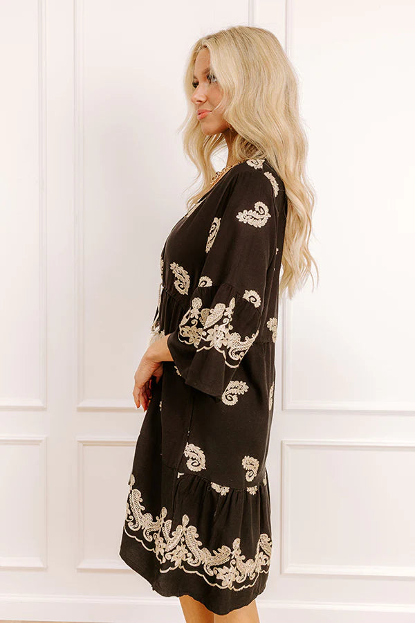 Bonding In Bali Embroidered Mini Dress