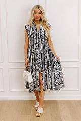 Hawaii Holiday Floral Midi Dress in Navy