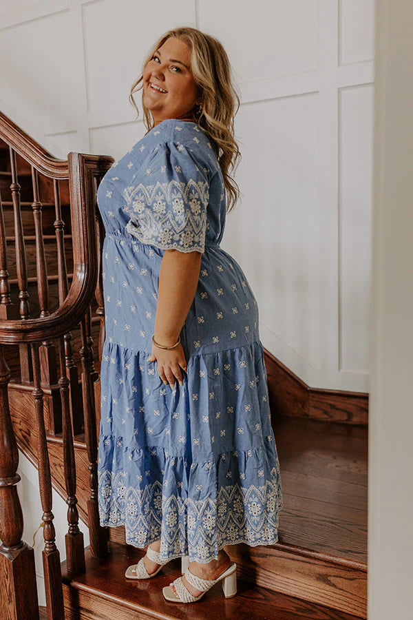 Sunday Brunch Floral Embroidered Midi Dress Curves