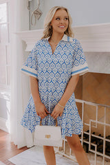 French Market Promenade Mini Dress in Blue