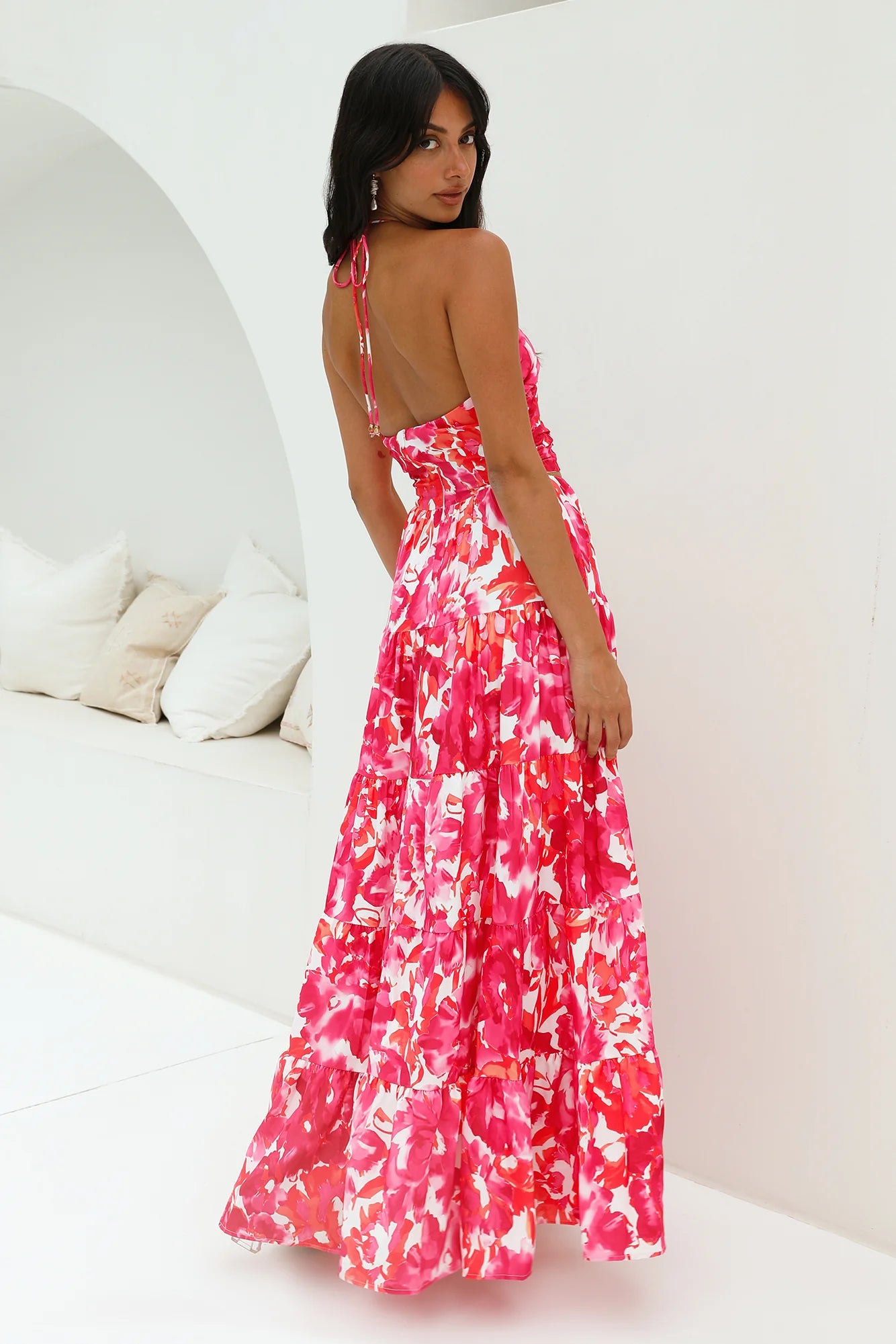 Enrichment Halter Maxi Dress Pink