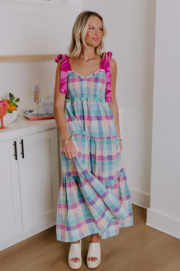 Block Party Chic Plaid Midi Dress