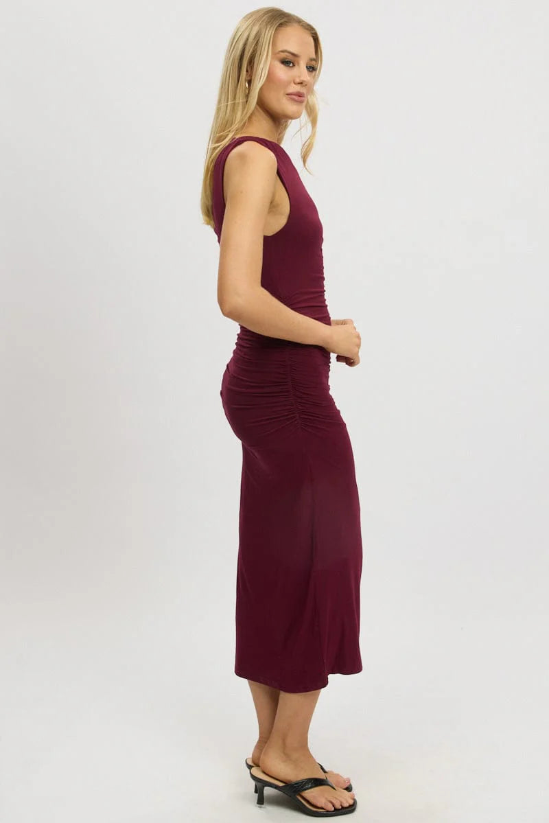 Red Bodycon Dress Twist Off Shoulder