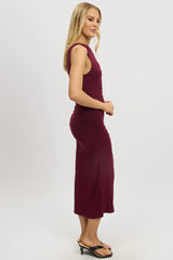 Red Bodycon Dress Twist Off Shoulder