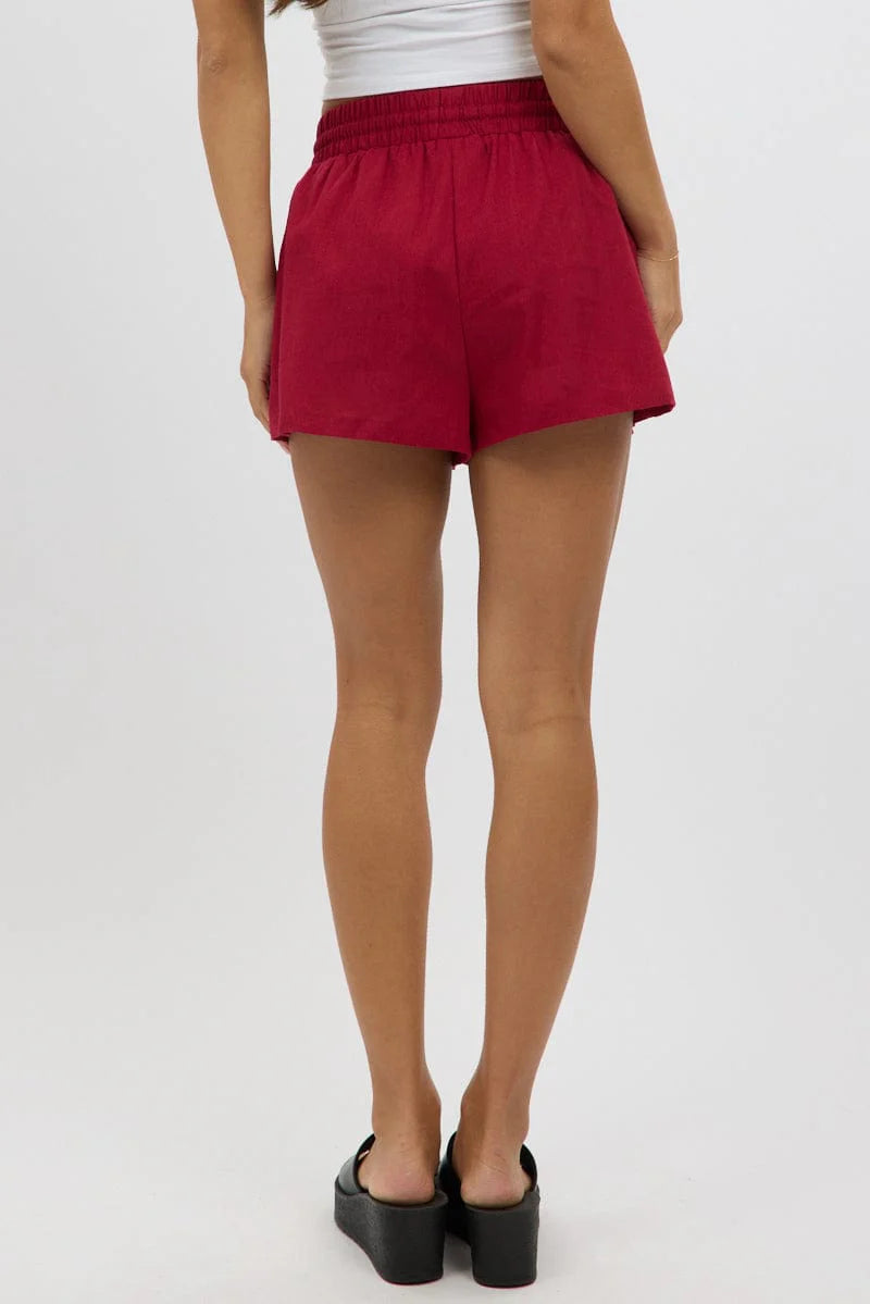 Red Shorts Elasticated Waist