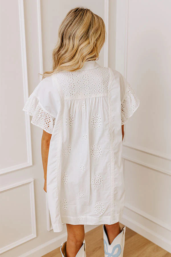 Brunch Ready Eyelet Mini Dress in White
