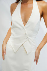Opal Moss Halter Vest Cream
