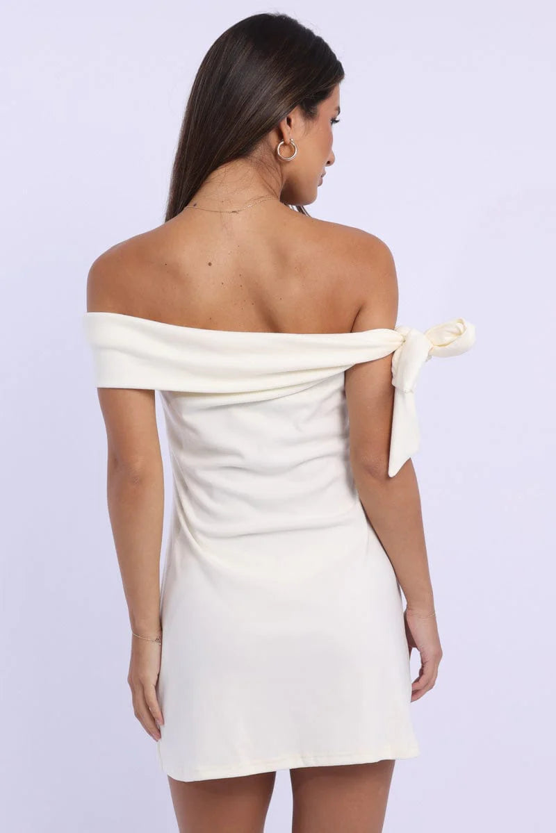 Yellow Off the Shoulder Mini Dress