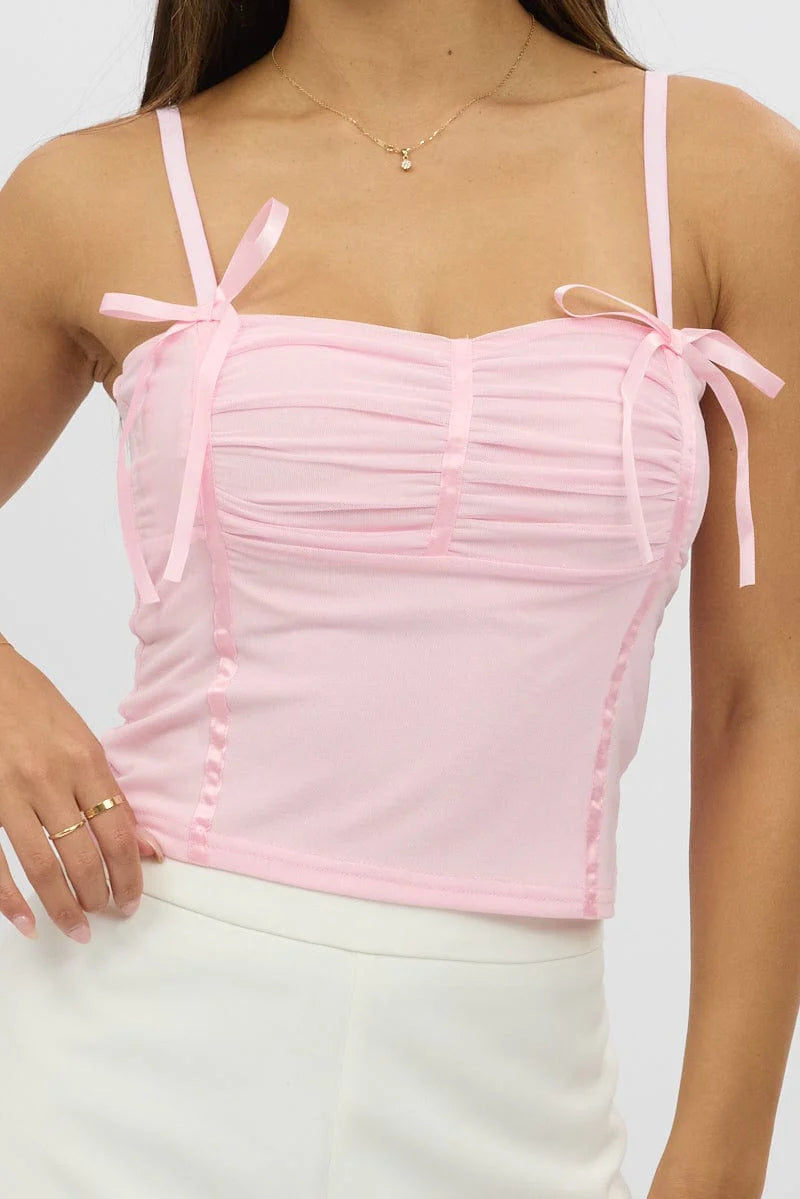 Pink Mesh Singlet Top