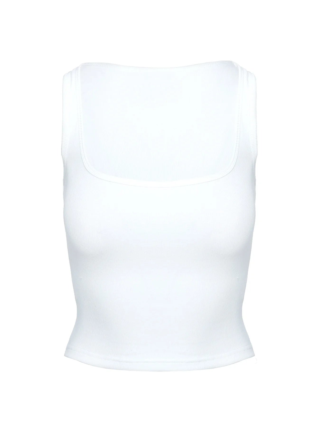 Baseline Square Neck Rib Tank Top White