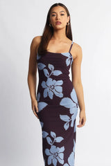 Brown Floral Bodycon Dress Maxi Mesh Â