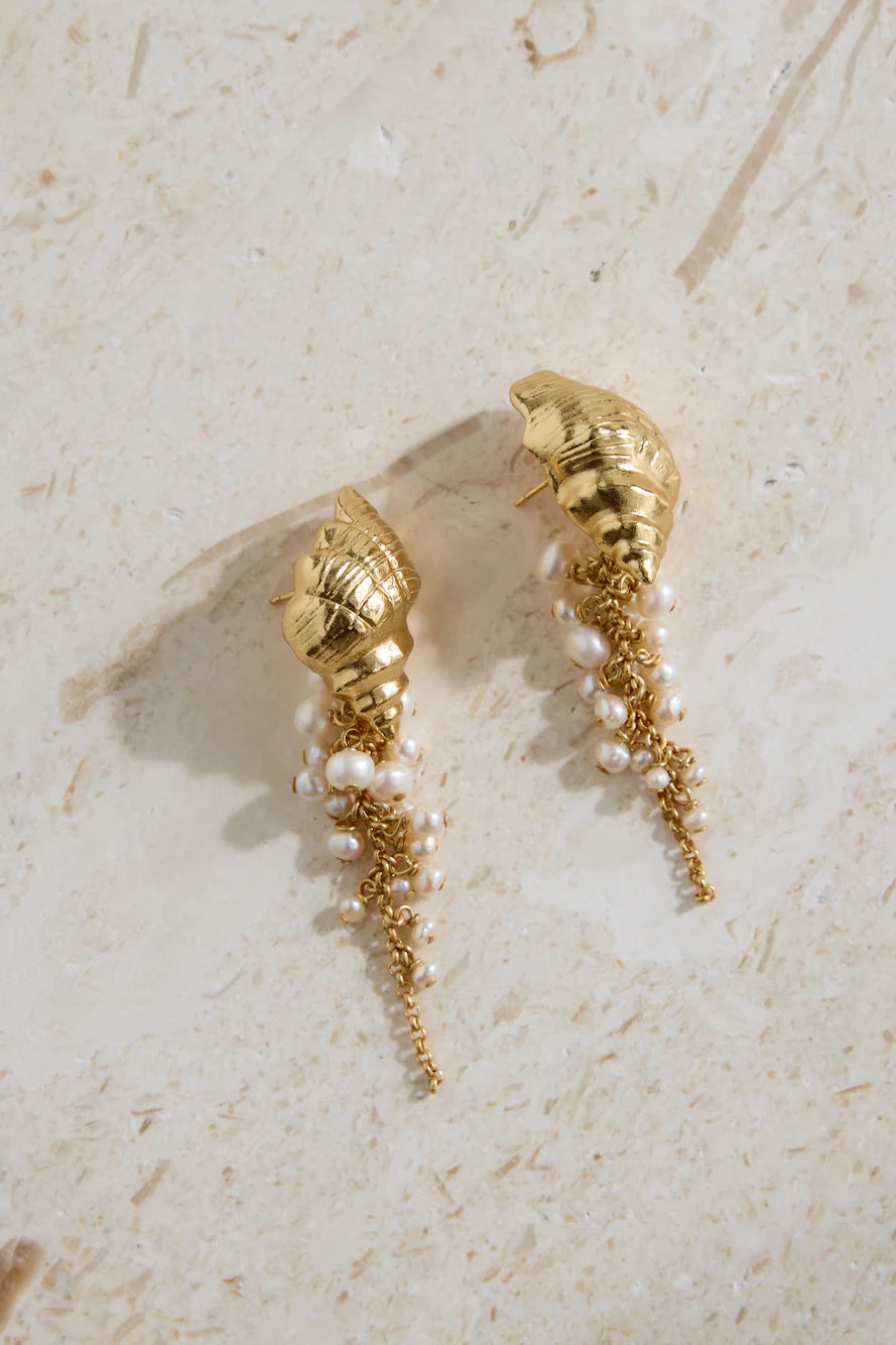 18K Gold Plated Hearing Waves Earrings Gold