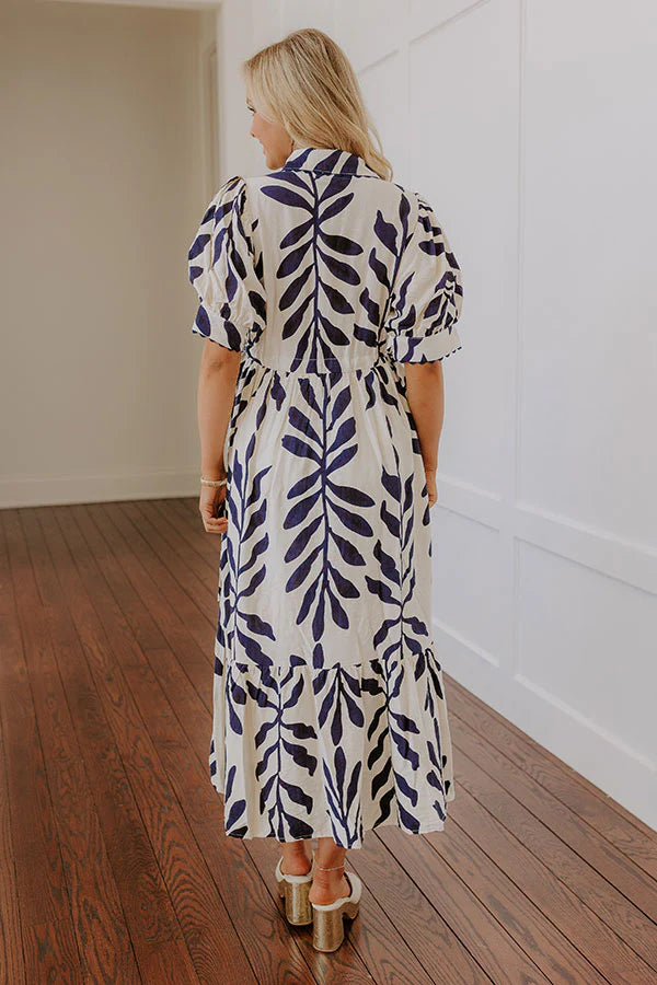 Tropical Getaway Button Down Midi Dress