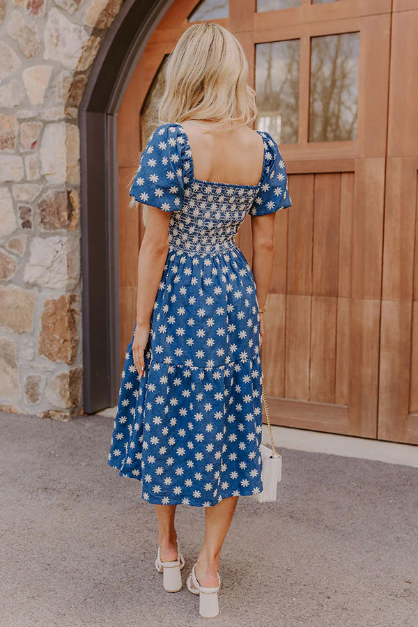 Countryside Retreat Floral Embroidered Midi Dress
