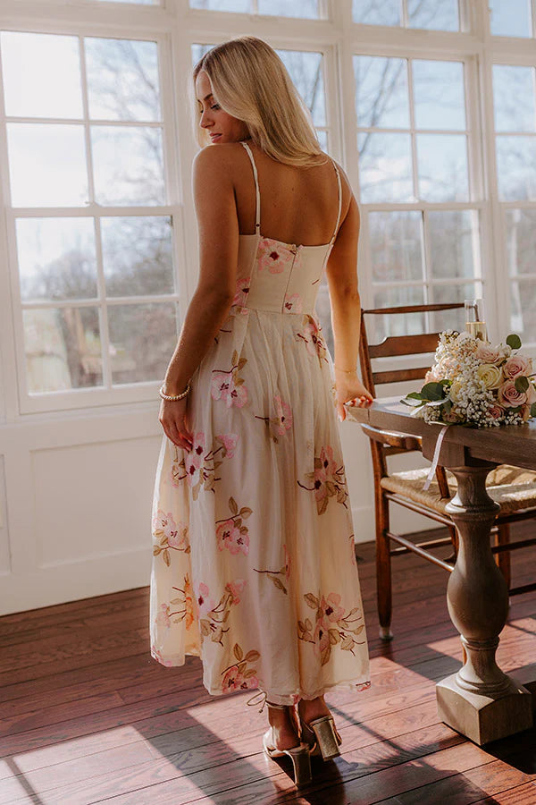 Serene Gardens Embroidered Midi Dress