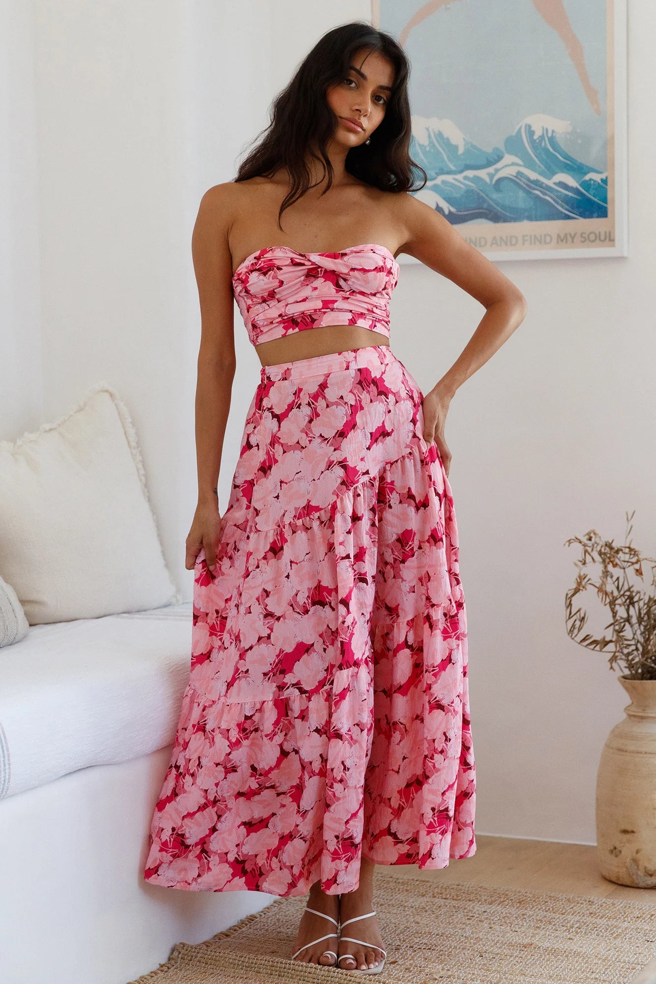 Horizon Waves Crop Top Pink