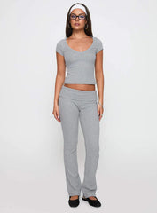 Lovely Day V Neck Top Grey Marle