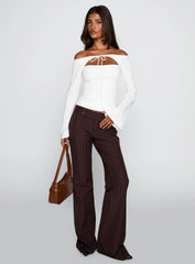 Kinkirk Flared Pants Brown Pinstripe