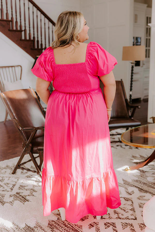 Sweet Serendipity Maxi Dress in Hot Pink Curves