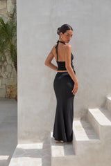 Palm Tree Paradise Maxi Skirt Black