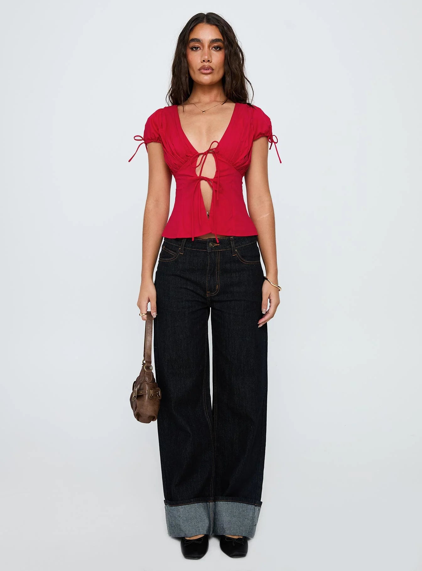 Incomparable Pleated Bust Top Red