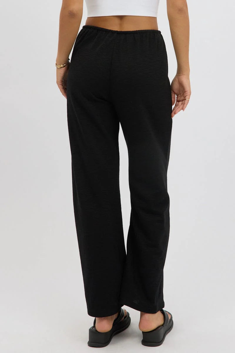 Black Wide Leg Pants Low Rise