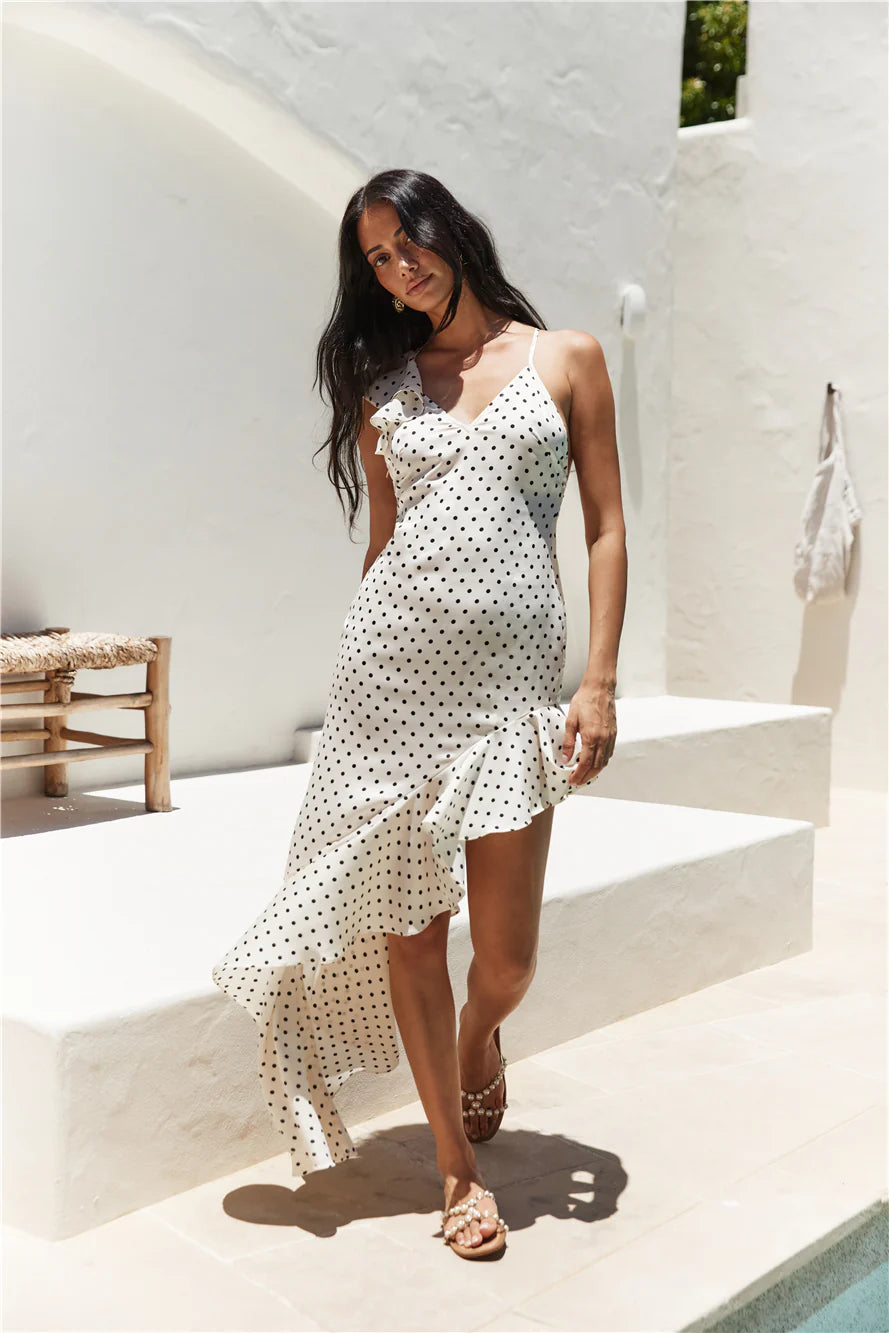 Riviera Satin Maxi Dress Cream