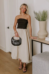Coastal Cove Linen Midi Dress in Black