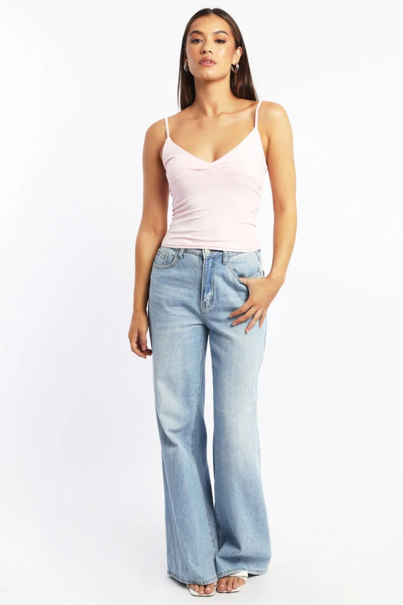 Pink Supersoft Cami Top Cross Over