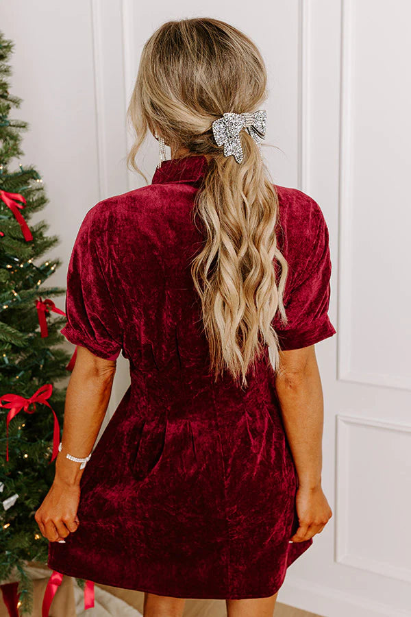 Cue The Cocktails Corduroy Mini Dress in Merlot