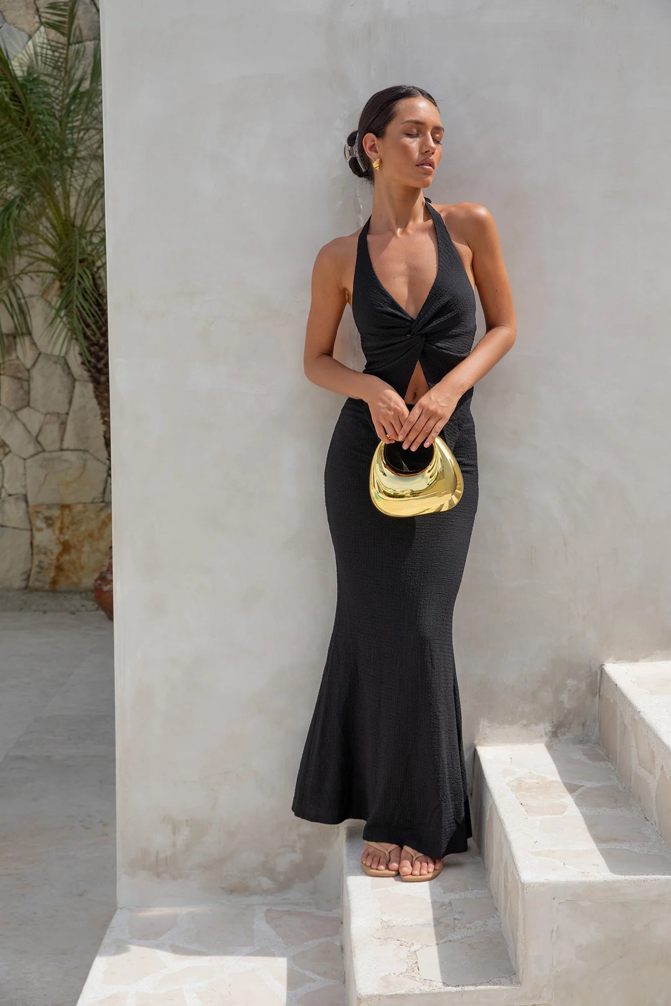 Palm Tree Paradise Maxi Skirt Black