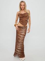 Better Now Cowl Neck Set Brown Tiger